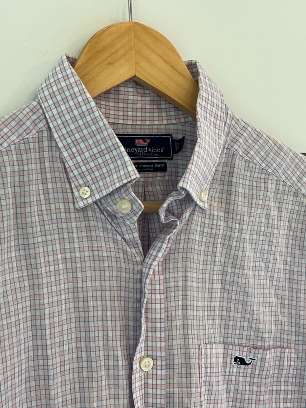 Vineyard Vines Pink & Blue Plaid Button-Down Shirt- Slim Fit Tucker 100% cotton - Picture 1 of 3
